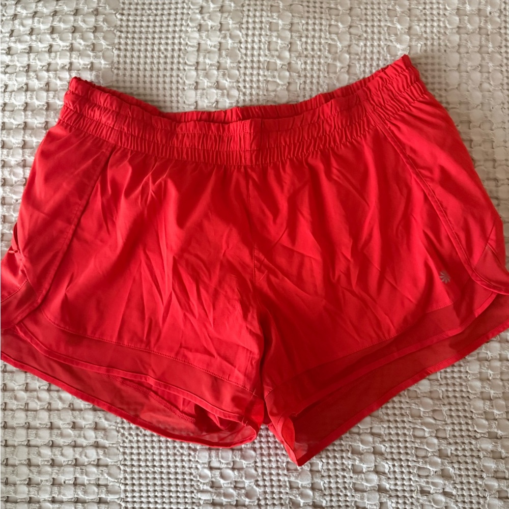 Athleta Vibrant Red Athletic Shorts with Elastic Waist